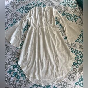 Women’s White V-Neck Swim Coverup with Bell Sleeves